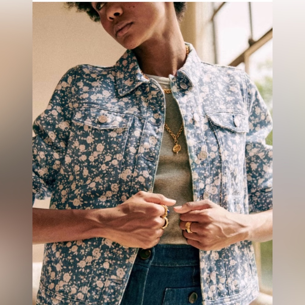 Sezane Wilfrield Jacket Blue Flowers - Size S